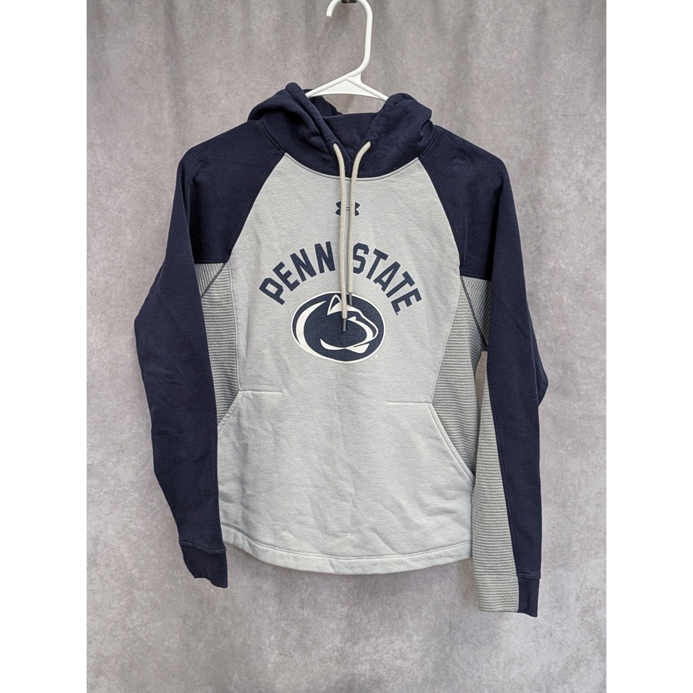 Under Armour Penn State Nittany Lions ColdGear Hoodie Mens XS Gray Navy Blue C49